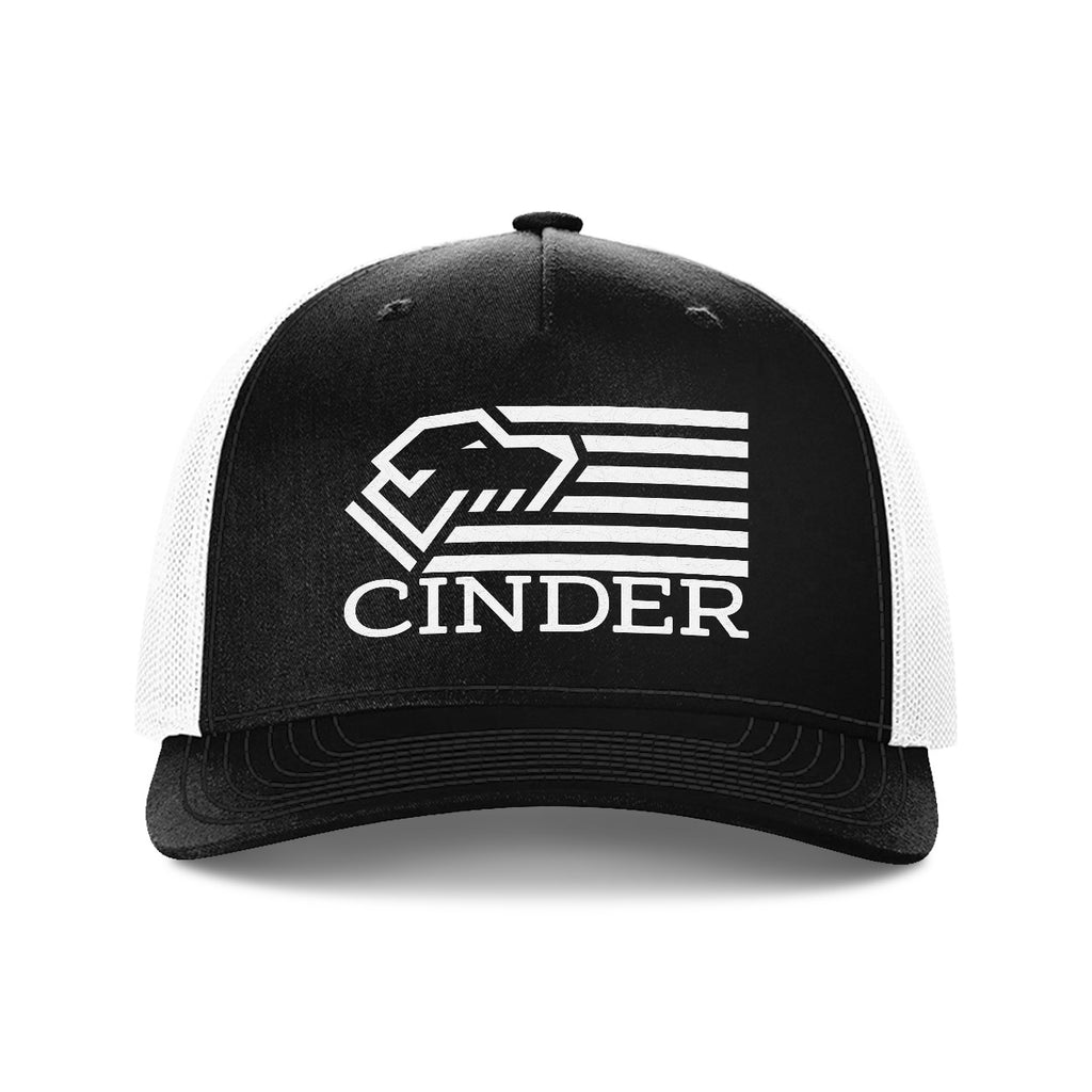 "Cinder Country" 5 Panel Snap Back Trucker (White) - Cinder Outdoors Company